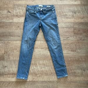 Frame Denim Mid-Rise Blue Skinny Jeans - Faded Indigo